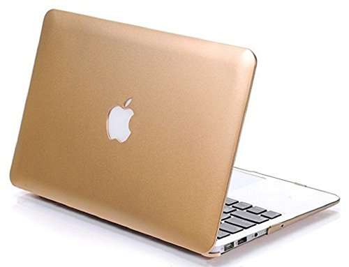 Heartly Premium Luxury Flip Thin Hard Shell Rugged Armor Hybrid Bumper Back Case Cover with Apple Cut Logo for MacBook Pro 15 inch - Mobile Gold 2