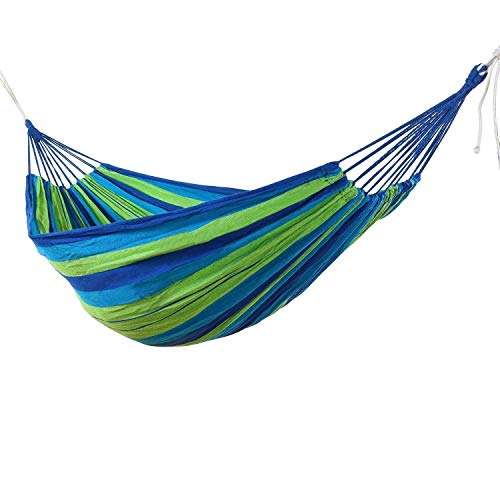 TALLIN Outdoor Double Person Ultra Light Camping Hammock, Portable Hammock Cotton Swing for Back Packing Set of 1(Blue-Green Miv ) 4