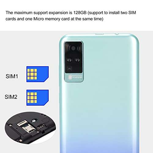 Zyyini 6.1 Inch Unlocked Cell Phone, 3G Smartphone with Face Recognition for Android, 12GB 512GB, Mobile Phone with WiFi, BT, FM, GPS, Face Recognition(Blue) 5