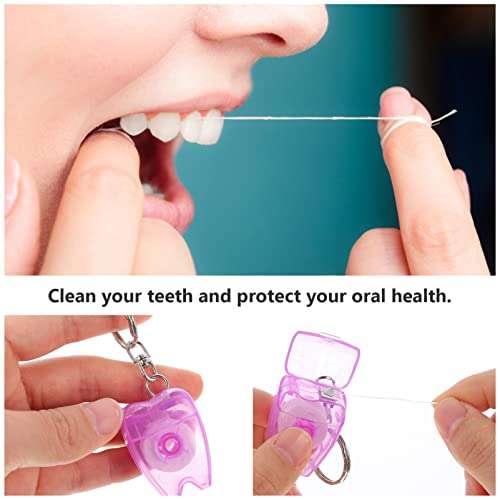 DOITOOL 6Pcs Dental Floss Picks， DOITOOL 6Pcs Dental Floss Keychain Portable Cleaning Mint Tooth Cleaner with Tooth Shape Box Oral Hygiene Supplies for Travel (Random Color) 6