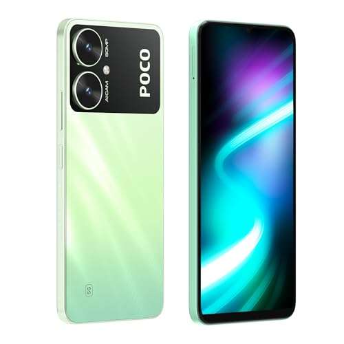 POCO M6 5G (Polaris Green, 4GB RAM, 64GB Storage) | MediaTek Dimensity 6100+ 5G Processor | 5000 mAh Battery + 18W Fast Charging | 50 MP AI Dual-Camera System & Side Fingerprint Sensor 5