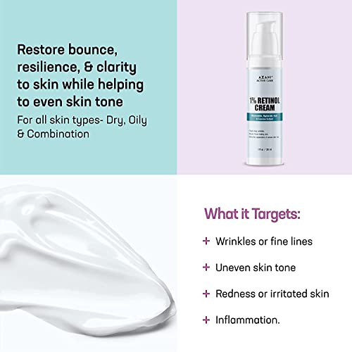Azani 1% Retinol Cream| Uneven skin tone, Anti Aging, Fine Lines & Wrinkles, Dullness, Pores |Niacinamide & Hyaluronic Acid|Deep Moisturiser & Anti-wrinkle Cream, Women & Men-30ml 6