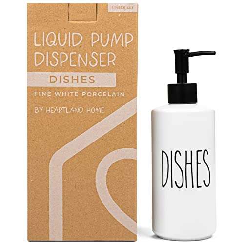 Heartland Home Porcelain 16oz Kitchen Soap Dispenser. Detergent Dispenser or Dish Soap Dispenser for Kitchen Sink. White Soap Dispenser, Modern Farmhouse Decor Dish Soap Pump for Kitchen Organization 2