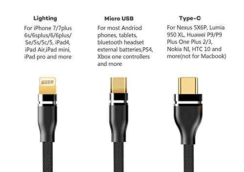 ShopMagics 3-in-1 Multi Charging Cable for Doogee S88 Pro / S 88 Pro, Google Pixel 4A / 4 A, Google Pixel 5 / Pixel5, Google Pixel 5 XL / Pixel5 XL, Honor 10X / 10 X USB Cable 3-in-1 Multi Quick Charge Charging Nylon Braided Fast Multi Charger Cable for All Micro USB, i-OS and Type-C Devices (3.1 Amp, 1 Meter/3.3 Feet, GM) 3
