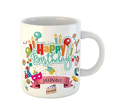 ARTBUG Happy Birthday Jahnavi Coffee Mug - Best Birthday Gift for Kids, Friends, Brother, Sister, Boy, Girl, Return Gift, Name -Jahnavi 3