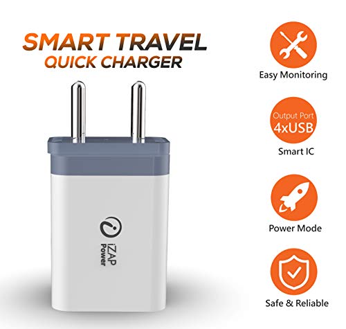 iZAP Power 2.4 Amp Dual Port Charger Adapter | Fast Charging | CH-203 with 1m Charging Wire | 1 Year Warranty 4