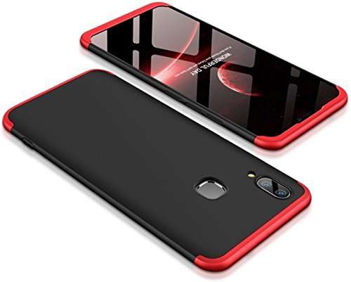 New Breed 360 Degree Protection Hybrid Hard Bumper Back Case Cover for Vivo 9 (Black & Red) 3