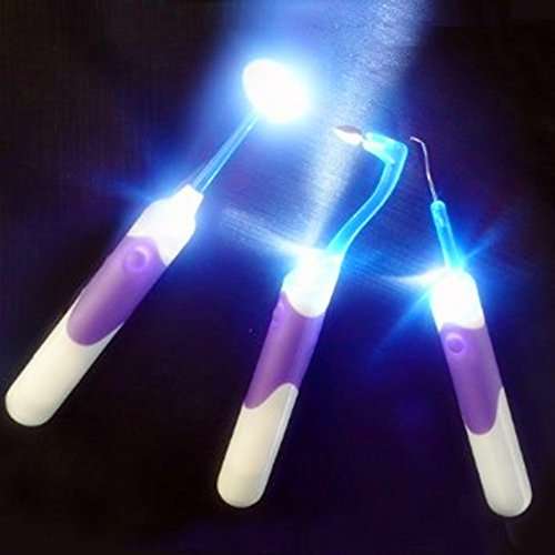 3pcs Premium Tooth Care Kit, Best for Personal Use Deep Cleaning Kit with Tooth Scraper Tooth Mirror Toothpick, LED Tartar Removal Sets for All People 4