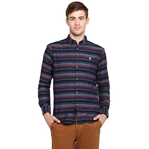 Red Tape Men's Striped Regular fit Casual Shirt (RSF8530A_Dark Blue L) 2