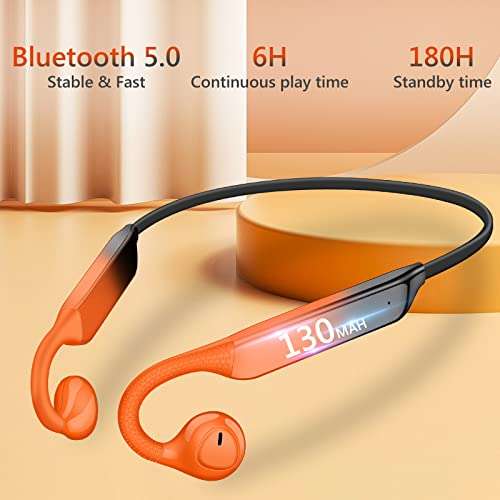 Bone Conduction Headphones Bluetooth Wireless Open Ear Headphones Build in Microphone Stereo Sport Workout Headset Earphones for Running Cycling Hiking Driving for iPhone Android K9 Orange 3
