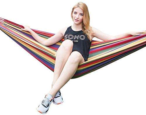 VDNSI Portable Outdoor Hammock Hang Bed Travel Camping Swing Canvas with Backpack(180cm X 80cm) 4