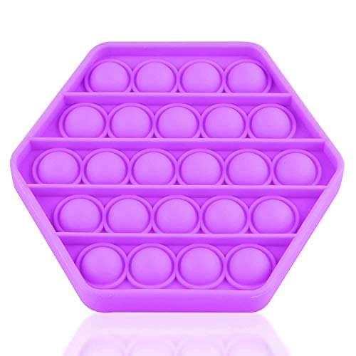 Pop It Fidget Toys, Push Pop Bubble Fidget Sensory Toy, Autism Special Needs Silicone Stress Relief Toy,Great Fidget Toy Sensory Toys Novelty Gifts for Girls Boys Kids (Hexagon Purple) 2