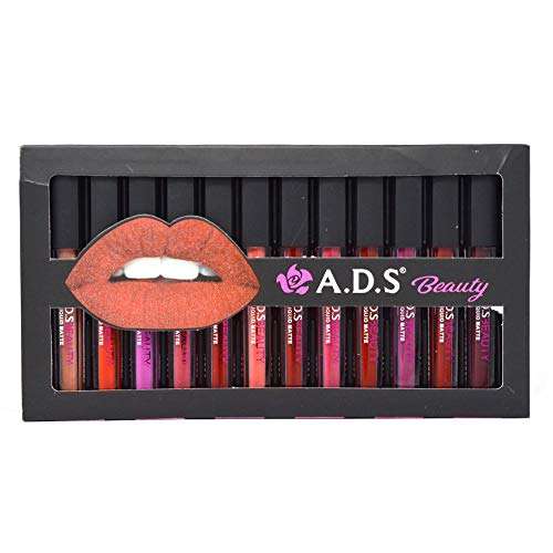 ADS Non Transfer Matte Liquid Lipgloss-A-01805B Pack of 12 With Free Adbeni Kajal 4