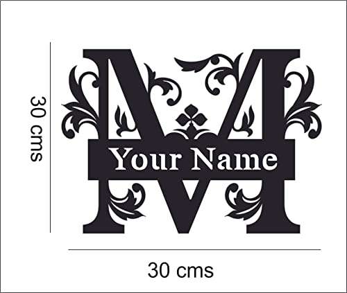 Dzire Gifts Name Monogram/Name Plate/Wooden Cutout Name Plate/Designer Name Plate/Name plate for home, kids room- Letter M (Black)(30cms x 30cms x 0.5cms) B 5