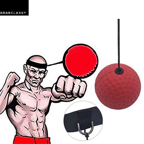 Grab Classy - Boxing Reflex Ball, Reflex Ball with Headband, Punching Ball Fight Ball for Speed Reactions, Punching Speed, Fight Skill and Hand-Eye Coordination (red) 3