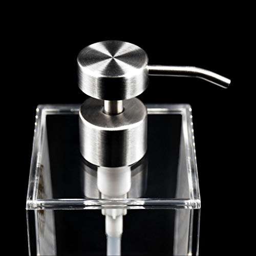 HONJAN Hand Dish Soap Dispenser,18oz Clear Square Acrylic Soap Dispenser with 18/8(304) Stainless Steel Pump 5