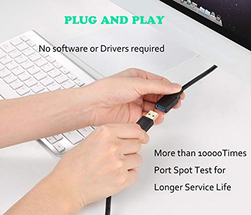 USB 3.0 Extension Cable 15FT USB Cable High Speed 3.0 USB Extender Cord Type A Male to Female Data Transfer 5Gbps for Mouse Extender Cable Keyboard Extension Cord etc(15ft Black) 3