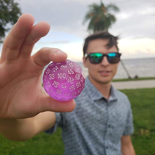 Skull Splitter Dice Single 100 Sided Polyhedral Dice (D100) | Translucent Pink Color Die for RPGs (45mm) 4