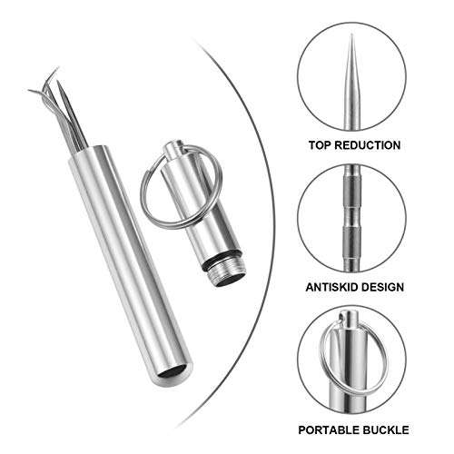 EXCEART 4pcs Portable Teeth Scaler Stainless Steel Teeth Scaler Teeth Tartar Toothpick Cleaner with Keychain Box Oral Care Flossing Tool 6