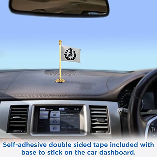 The Flag Corporation IB Intelligence Bureau Car Dashboard Flag 2in x 3in with a Stainless Steel Sublime Gold Base 3