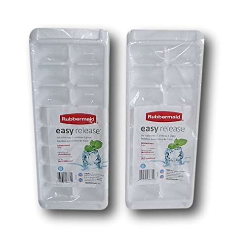 Rubbermaid White Easy Release Ice Cube Tray Set of 2, 12.5'' x 5' 2