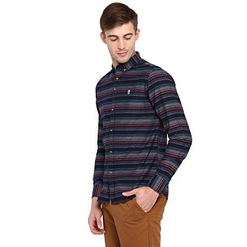 Red Tape Men's Striped Regular fit Casual Shirt (RSF8530A_Dark Blue L) 5