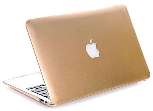 Heartly Premium Luxury Flip Thin Hard Shell Rugged Armor Hybrid Bumper Back Case Cover with Apple Cut Logo for MacBook Pro 15 inch - Mobile Gold 4