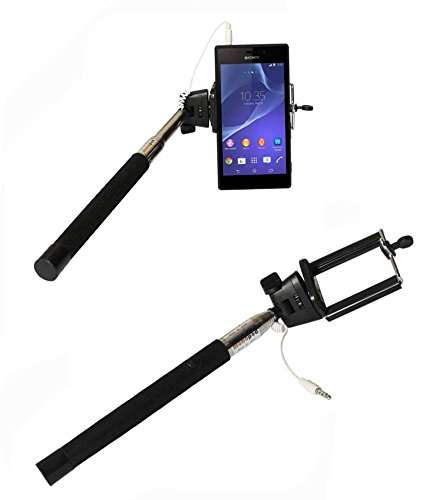 RRTBZ Flip Cover Case Compatible for Micromax Canvas Fire A104 with Selfie Stick Monopod with Aux -White 3