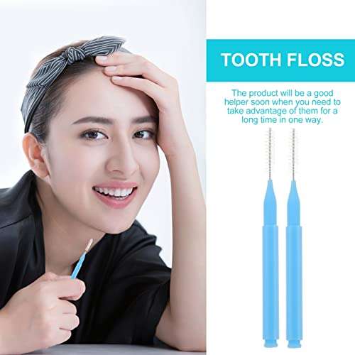 MILISTEN 10Pcs Interdental Brush Toothpick Dental Tooth Flossing Head Oral Dental Hygiene Dental Flosser Toothpick Cleaner Tooth Cleaning Tool Blue 3