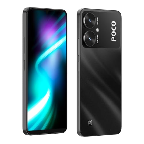 POCO M6 5G (Galactic Black, 4GB RAM, 64GB Storage) | MediaTek Dimensity 6100+ 5G Processor | 5000 mAh Battery + 18W Fast Charging | 50 MP AI Dual-Camera System & Side Fingerprint Sensor 5