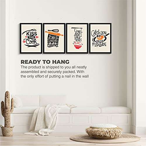 SC CREATIVES Set of 4 Bakery Cooking Quotes Framed Art Prints Painting with Plexi Glass 12 x 9 Inches Wall Art Gift Posters for Wall Decor Wall Hangings - Black Frame | Ready To Hang 3