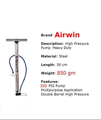 Raj Airwin Stainless Steel High Pressure Air Pump for Car Bike Bicycle Motorcycle Ball and Inflatable Furniture/Toys (Multicolor) 3