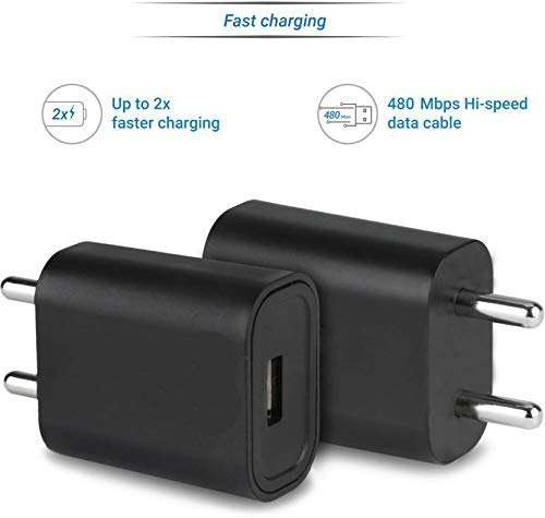 Starkwoood 2Amp Charger for Xolo Era 4G Mobile Charger | Power Adapter | Wall Charger | Fast Charger Hi Speed Travel Charger with 1m Micro USB Sync Cable - Black @ 348 6