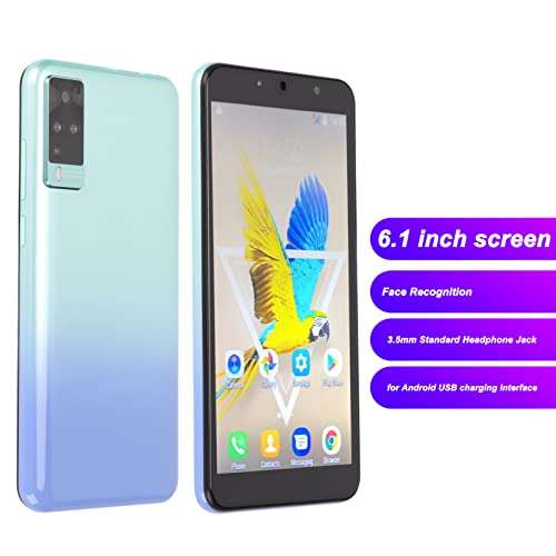 Zyyini 6.1 Inch Unlocked Cell Phone, 3G Smartphone with Face Recognition for Android, 12GB 512GB, Mobile Phone with WiFi, BT, FM, GPS, Face Recognition(Blue) 6