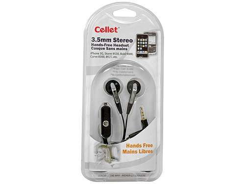 Cellet 3.5mm Stereo Headset for Samsung S3, S4, HTC One, Note 2, Apple iPhone 5,4, 4S - Black 3