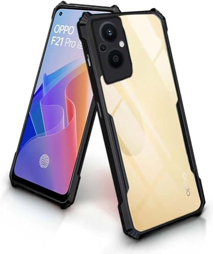 Amazon Basics Hybrid Camera Protection Transparent Hard Back Case Cover for Oppo F21 Pro 5G (Sides Black) 4