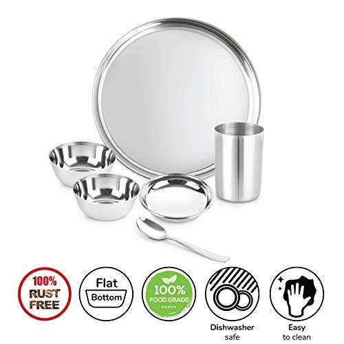 Cello Steelox Stainless Steel Dinner Set, 6pcs, Silver 5