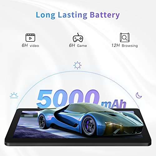 Android 10.0 Tablet 10 inch qunyiCO Y10 (10.1''), 2GB RAM 32GB Storage, 2MP+8MP Dual Camera, Quad-Core Processor, 1280x800 IPS HD Display Screen, Wi-Fi Bluetooth 5000mAh, GMS Certified Black 5