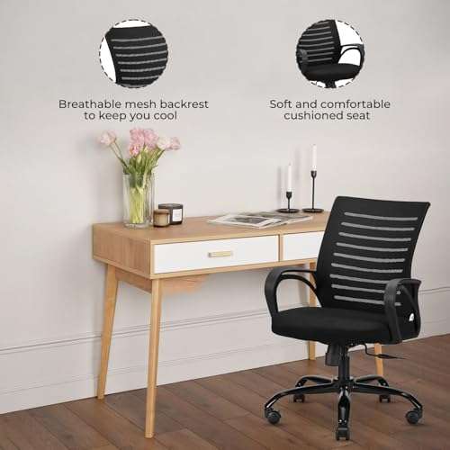 IAFA FURNITURE® Diego Mid-Back Mesh Office Chair | 3 Year Warranty | Ergonomic Study | Computer Chair with Revolving Base | Tilting & Height Adjustable Mechanism | Heavy-Duty Metal Base (Black) (DIY) 4