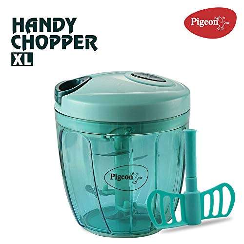 Pigeon Handy Chopper with 5 Stainless Steel Blades and 1 Plastic Whisker (14077 , XL, Green) & Gas Lighter Smart with free 1 knife 4