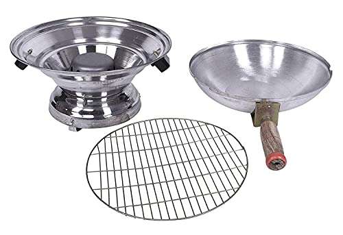 AquaDart Aluminum Tandoor Bati Maker Baking Oven, 25 x 25 x 35 cm, Silver Gas Tandoor, Barbecue Grill Food Steamer Cookware Set (Aluminium, 1 - Piece) 4