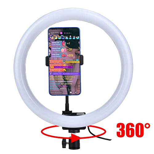 12" Selfie Light Ring, Ring Light with Universal Hose and 360° Adjustable Phone Holder and Ball Head, 3200K-5600K LED Ring Light for Makeup, Live Broadcast, YouTube, Video Production, VLOG 5