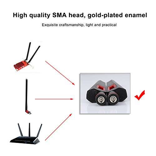 WiFi Antenna, 2PCS 8DBi Dual Band WiFi Router 2.4GHz-5.8GHz Mini PCI-E Wireless Network Card Connect Cable RP-SMA Male Connector Omnidirectional AC-88U Network Antenna 4