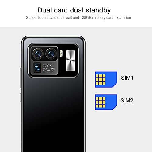 6.1in HD Screen Smartphone, 3G Network Cell Phone 4GB RAM 64GB ROM, Dual SIM, GPS, 8MP Front and 32MP Rear Camera, 4500mAh Battery Mobile Phone(Matte Black) 4