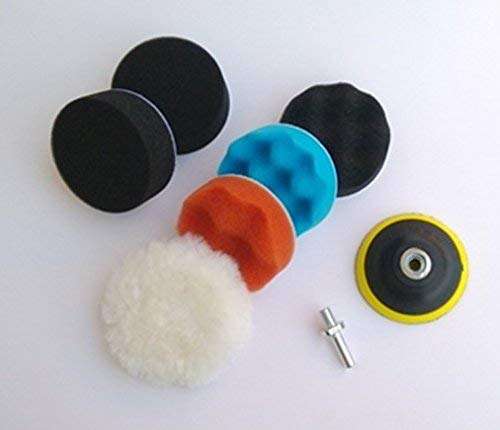 DIY Crafts 3" inch 80mm Compound Drill Buffing Sponge Pads(Polishing Pads, 1 Woolen Buffer and 1 Thread Drill Adapter, M10 Universal Adopter Choice Available (Design # No 2, Pack of 11 Pcs) 6