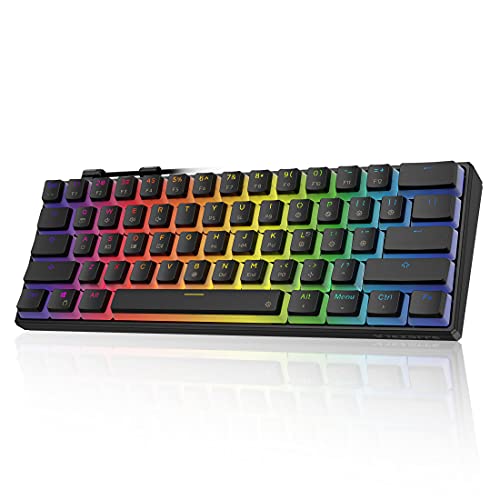 Tezarre TK61 60% Hotswap Mechanical Gaming Keyboard with PBT Pudding Keycaps,RGB Backlit Wired USB Optical Switches Keyboards Full Keys Programmable for Windows MAC PC Gamers (Gateron Optical Red) 2