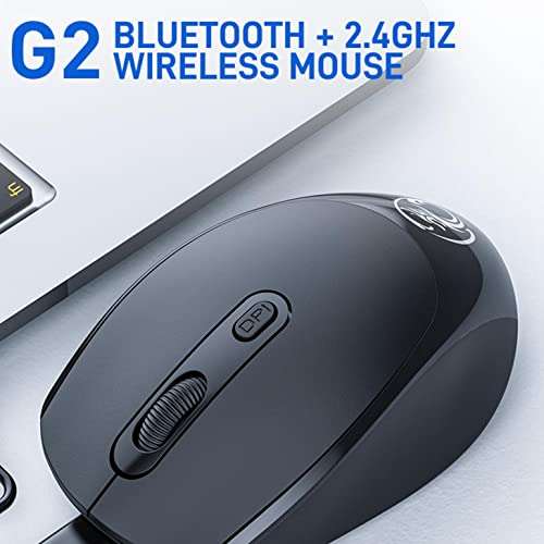 Slim Bluetooth Wireless Mouse,（Bluetooth 5.1+USB,2.4G Portable Optical Silent Ultra Thin Wireless Computer Mouse with USB Receiver and Type C Adapter, Compatible with PC, Laptop, Notebook,Desktop 6