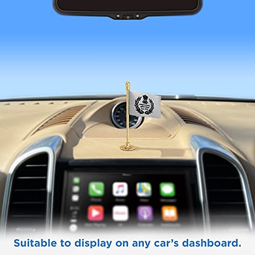 The Flag Corporation IB Intelligence Bureau Car Dashboard Flag 2in x 3in with a Stainless Steel Sublime Gold Base 4