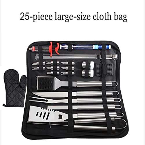 25-Piece Barbecue Set, Stainless Steel BBQ Combination Grill, Large-Size Cloth Bag Storage is More Convenient (Size : 43.523.55.5cm) 3