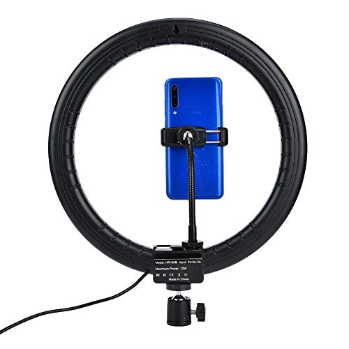 12" Selfie Light Ring, Ring Light with Universal Hose and 360° Adjustable Phone Holder and Ball Head, 3200K-5600K LED Ring Light for Makeup, Live Broadcast, YouTube, Video Production, VLOG 4